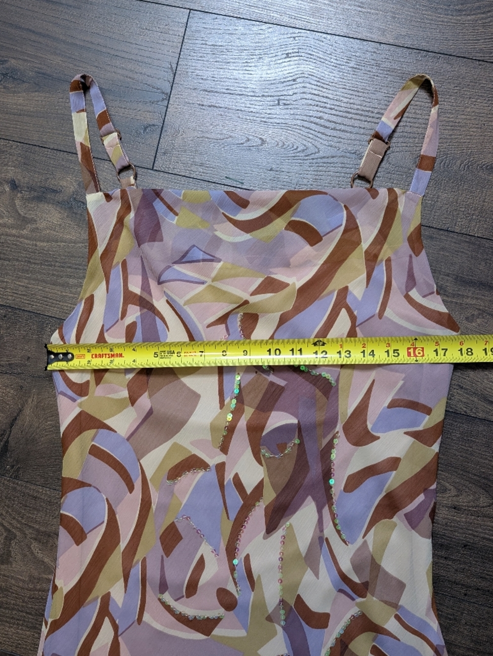 Mlle Gabrielle Sleeveless Abstract Print Slip Dress in Lavender Taupe Size 14W - Picture 5 of 8